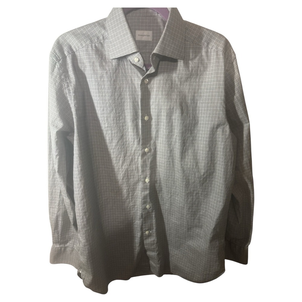 Ermenegildo Zegna Dress Shirt Mens 41 16 Blue Striped Long‎ Sleeve Execultive
